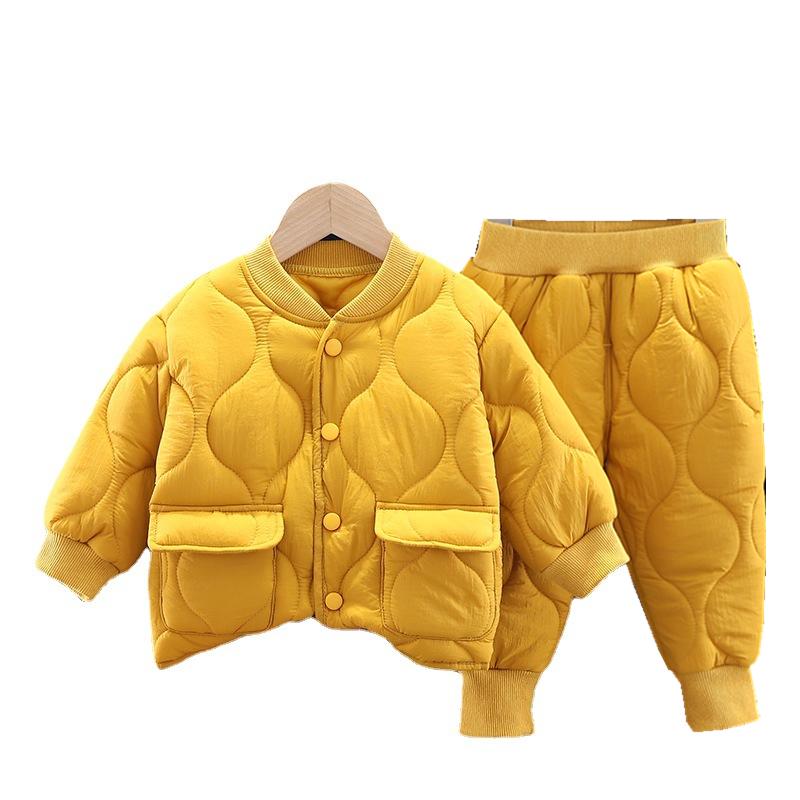 

Clothing Sets Winter Baby Boys Girls Clothes Suit Children Fashion Thick Cotton Coat Pants 2Pcs/Set Toddler Casual Costume Kids TracksuitsCl, 215207 black