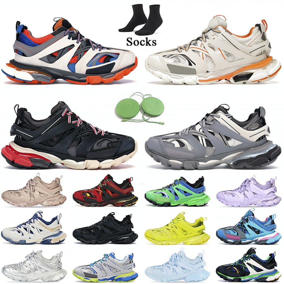 

Track 3 Sneakers Fashion Designer Women Mens Casual Shoes Triple s 3.0 White Black Grey Orange With Socks Tracks Runners Platform Sneaker Top leather Paris 2 Trainers, C41 clay brown 36-45