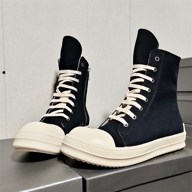 

Rick ss Fashion Brand Owens Hightop Canvas Shoes Mens Casual Shoes Male Sneakers Womens Sneakers Mens Sneaker 220815, Black 3