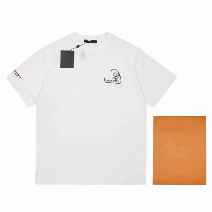 

Early spring new letter logo pattern shirt embroidery simple age reduction loose shirt OVER size version women' men' shirt Lock T-shirt g4s3a2, White