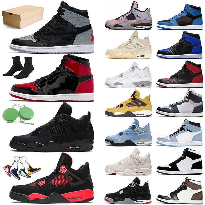 

1s Basketball Shoes Designer Women Jumpman 1 Rebellionaire Bred Patent 4s Red Thunder Jumpmans 4 Black Cat White Oreo Banned Men Trainers, A28 36-46 travis scotts cactus jack