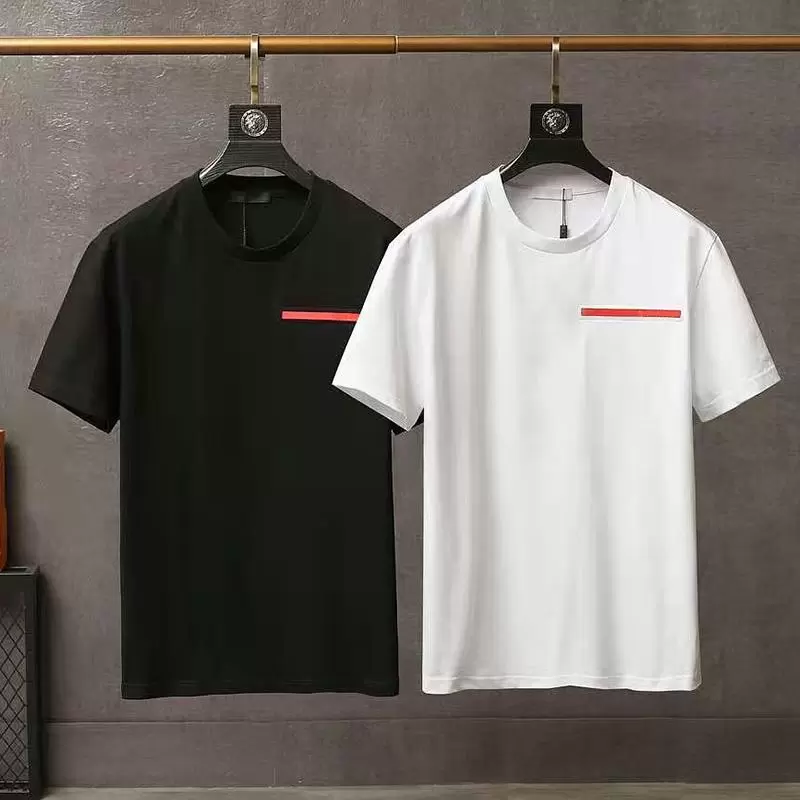 

Luxury Casual mens T shirt New Wear designer Short sleeve 100% cotton high quality wholesale black and white size prad tshirt tee M~2XL, Prd- 15