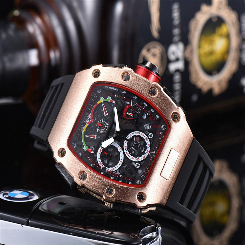 

Whole High Quality Men Fashion Watch All Dial Work Chrono Stainless Steel Quartz Movement Rubber Strap Male Sport Wristwatch C237s