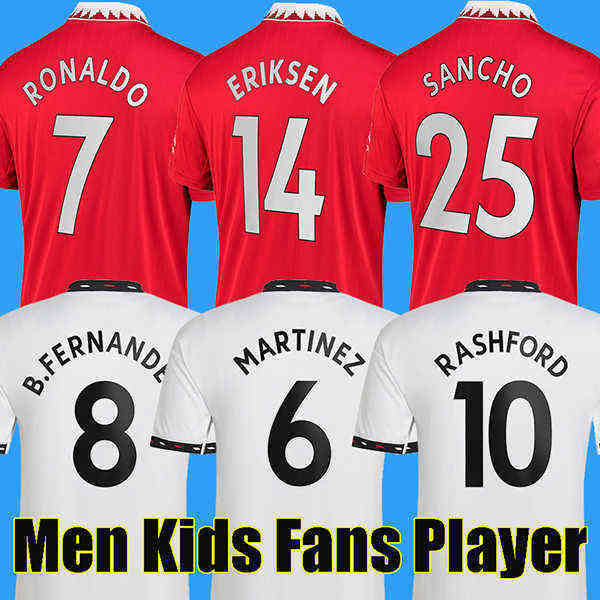 

22 23 MANS UTDS soccer jersey ERIKSON MARTINEZ SANCHO VARANE GREENWOOD RASHFORD football shirts 2022 2023 men kids kits MANCHESTERS B.FERNAN, Away