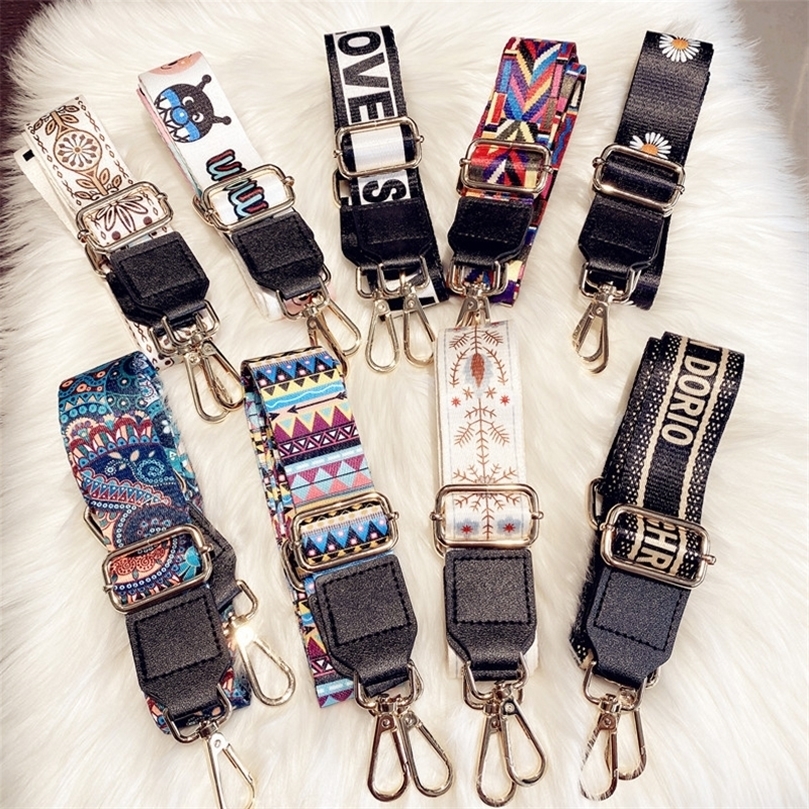 

138 cm O Bag Handle Bag Strap For Women DIY Shoulder Rainbow Handbag Accessories Cross Body Messenger Nylon Belts Bag Straps 220713