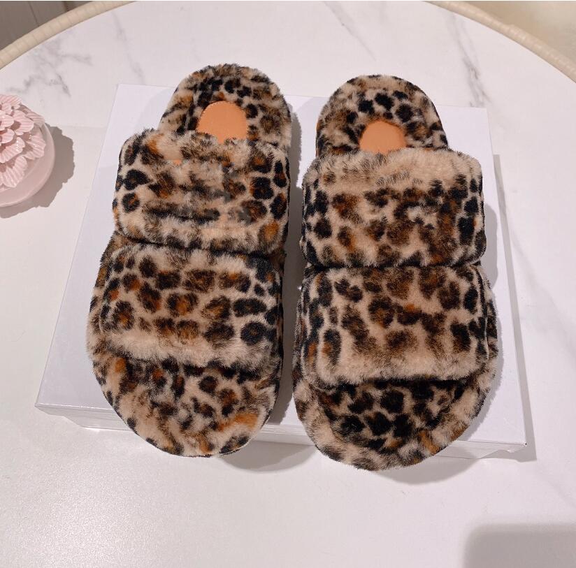 

Women Luxury Mules Slippers Designer Winter Wool Sandals Fur Furry Flat Bottom Sandals Warm Slides Fuzzy Girl Leopard Flip Flop Slipper, Not sent separately