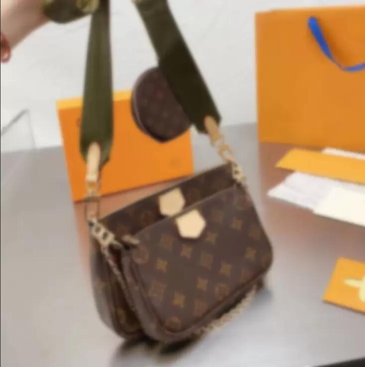 

3 Pcs set designers bags Women Crossbody Purse Messenger Handbags Flowers Designers Shoulder Lady Leather GGs LOUISS VUTTONS LVs YSLs, Army green