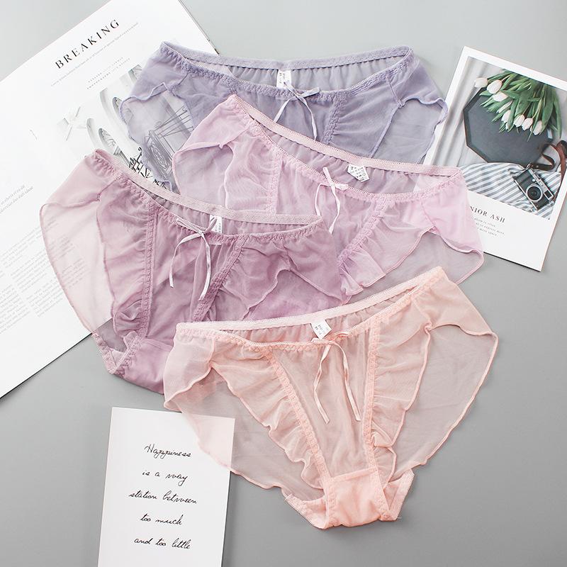 

Women's Panties Women's Sexy Lace Transparent Comfortable Low Waist Underwear High Quality Fashion Breathable Ice Silk Ladies BriefsWome, Black