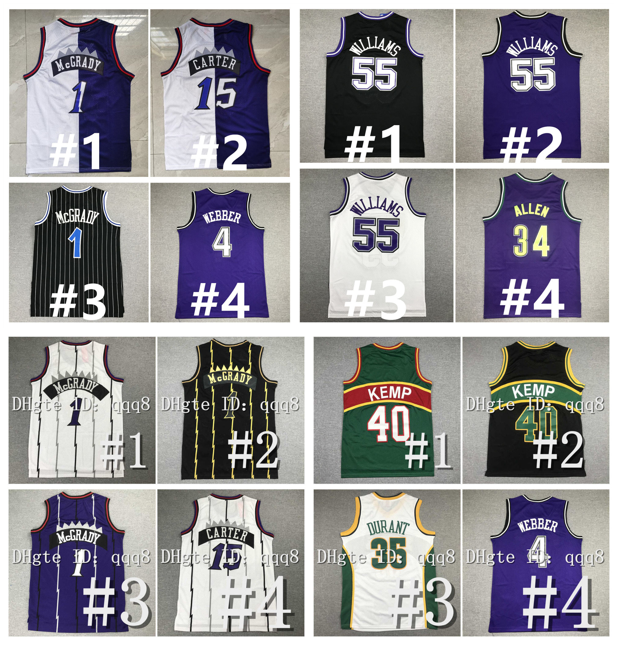 

Retro Penny Hardaway Basketball Jersey Tracy McGrady Vince Carter Sonic Kevin 35 Durant Gary Payton Shawn Kemp Ray Allen Chris Webber Jason Williams, As pic