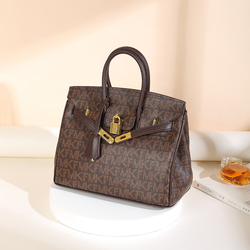 

MK F Bag for Women 2022 Spring/Summer New Fashion Trendy Kelly Bag Shoulder Crossbody Bag All-Matching Birkin Casual, Mkf brown/brown small size