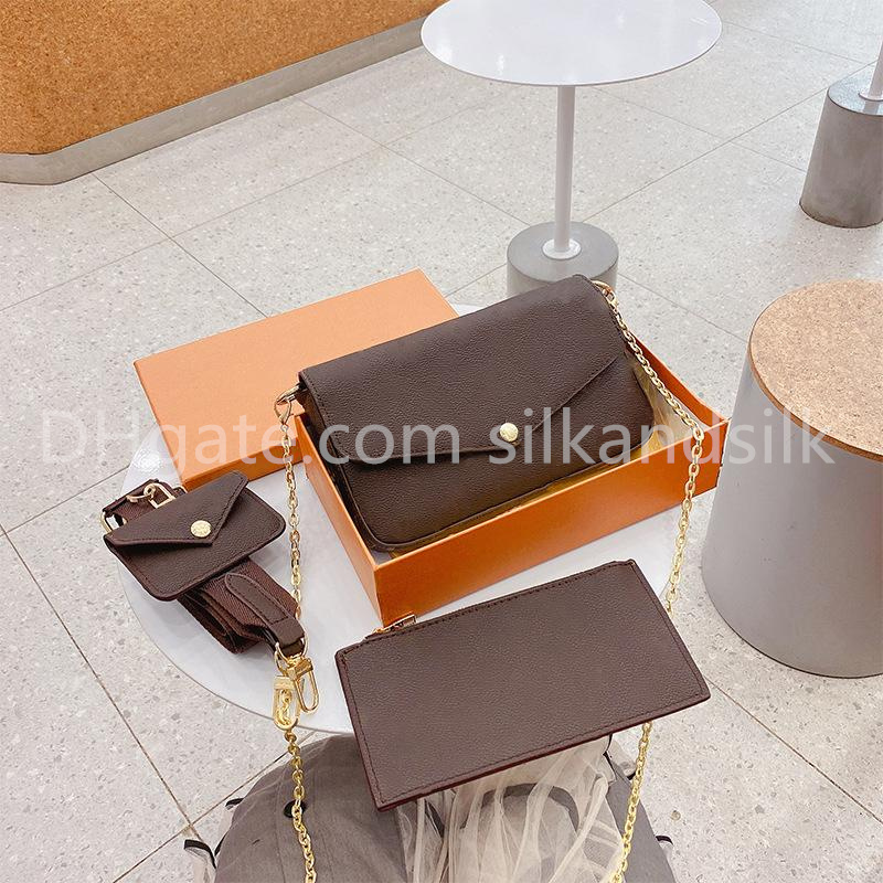 

Luxury Designer Bag Cross Body Bag Mans Messengerbag Three-in-One Composite Envelope Bags Simple Solid Color Commute Small Square Womens Wallet Coin Purse, Brown
