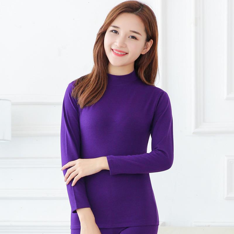 

Autumn Clothes Thin Tops Mid-neck Underwears Cotton Sweaters Womens High-neck For Mothers Spring And, Purple