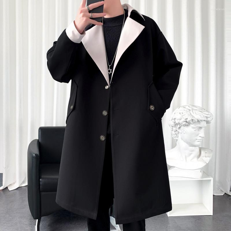 

Men's Trench Coats Japanese Vintage Oversized Mens Windbreaker Jackets Autumn Long British Overcoat Men Detective Coat Drop Viol22, Khaki