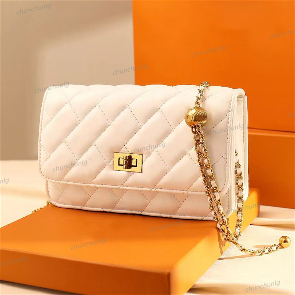 

9A + top quality women's handbag Lamb Leather Handbag with badge gold chain flip Wallet Cross designer bag Luxury Fashion Shoulder Bag, Box