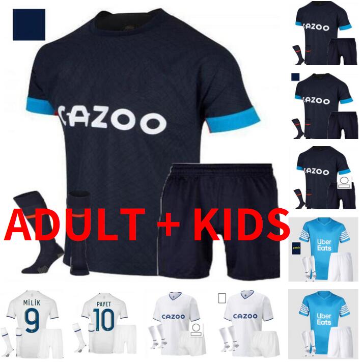 adult kids kit 22 23 Olympique De Marseilles ALEXIS soccer jersey om 2022 2023 GUENDOUZI GERSON MILIK CLAUSS KONRAD maillot foot PAYET UNDER BALE-image-786209989