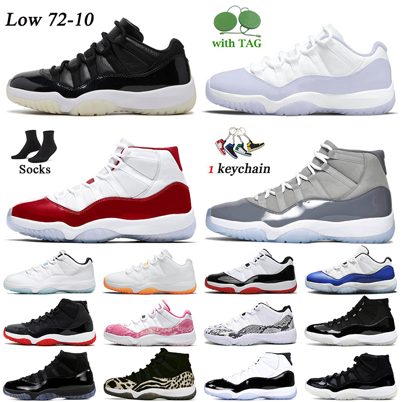 

2022 Fashion Jorden 11s Basketball Shoes Women Mens Trainers Jumpman 11 Jorda Jorden11s Low 72-10 Pure Violet Cherry Cool Grey Bred Concord Gamma Space Jam Sneakers, C5 low 72-10 36-47