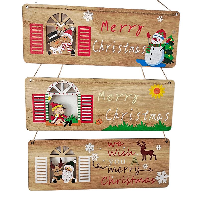 

Christmas Decorations Wooden Plaque Hanging Pendants Home Decorative Santa Claus Merry Tree Ornaments Happy Year