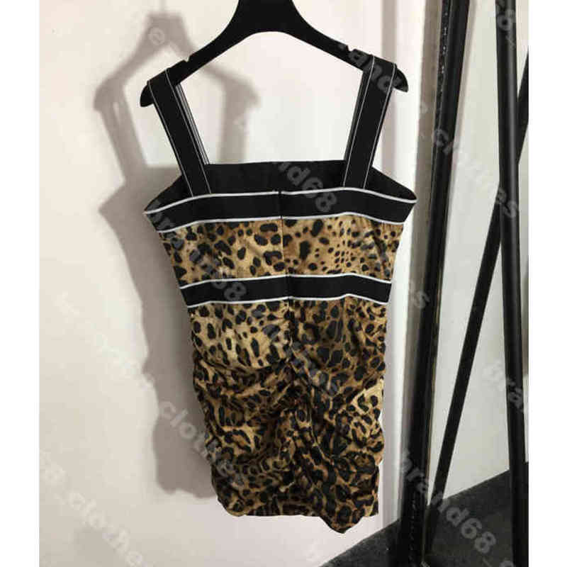 

designer sexy leopard print slip dress for women hip wrap slim fit Party dresses shirt logo letter web 5A quality off shoulder tops womens a1