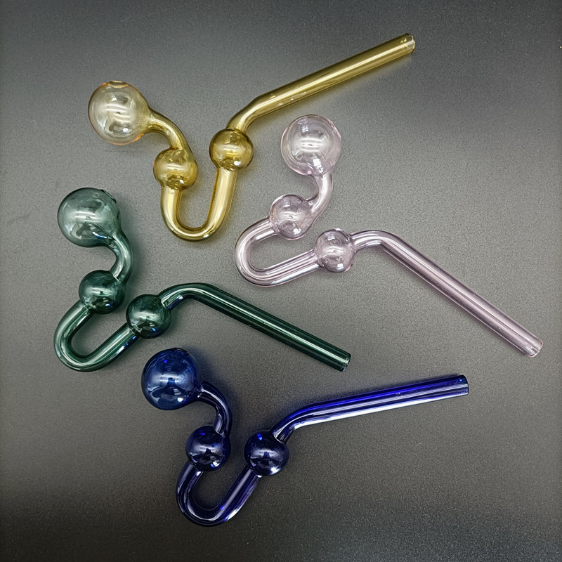 

DHL U Style Glass Oil Burner Pipe Curved Tobacco Dry Herb Burning Pipes Ball OD 30mm Colorful Water Handle Naile Tube