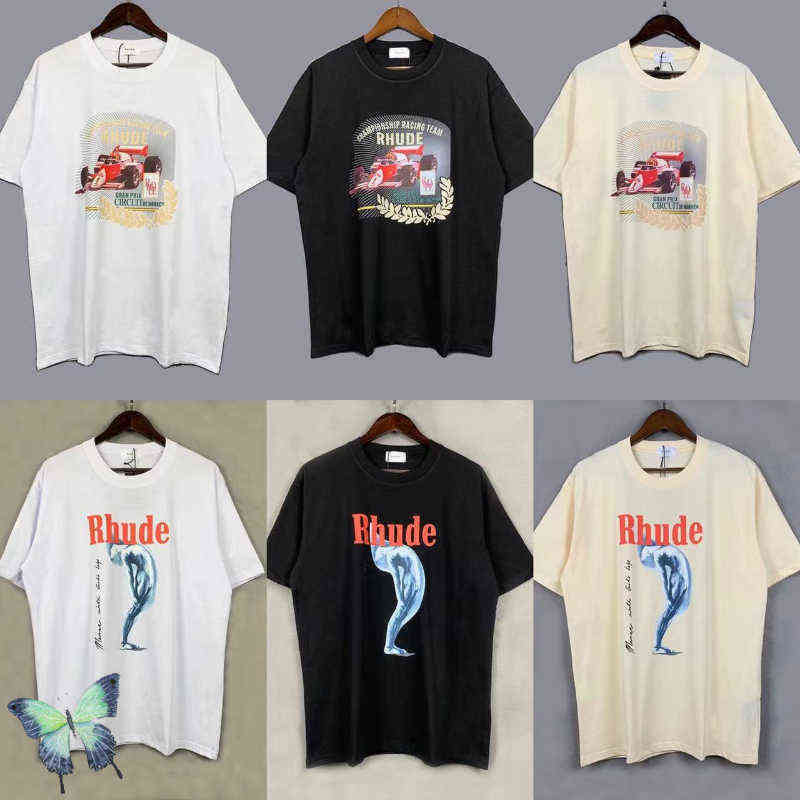 

Brand Designer t Shirt Rhude Racing Car Print T-shirt High Quality Oversize Men Home, 5007bai