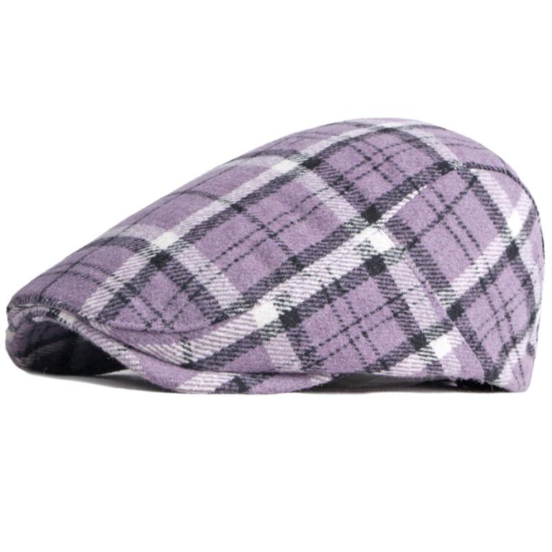 

Berets HT3708 Autumn Winter Cap Hat Men Women Wool Beret Male Female Plaid Artist Painter Ivy Sboy Flat, Black
