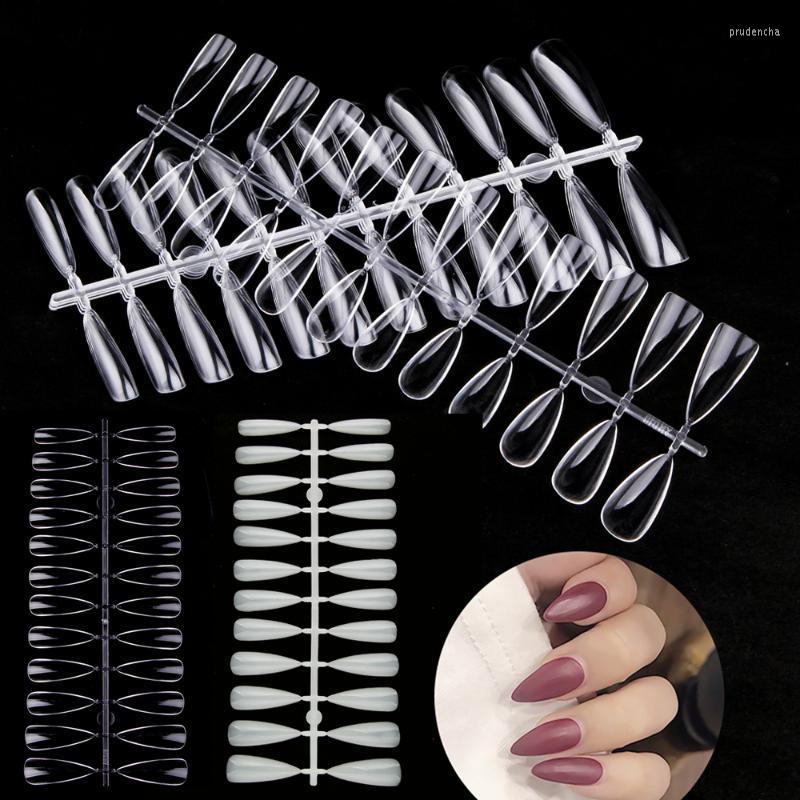 

False Nails 120Pcs/Bag Press On Coffin Fake Nail Tips Practice Model Display Full Cover Almond Natural/Transparent Prud22, Clear short pointed