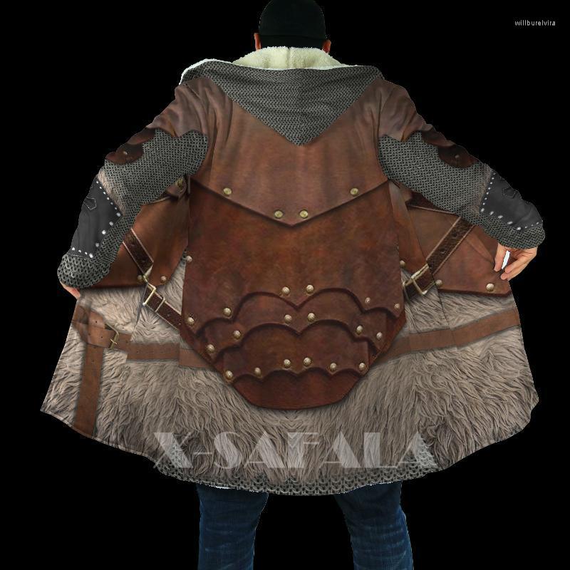 

Men' Wool & Blends Thick Warm Hooded Cloak For Men Tattoo Symbol Viking Armor Overcoat Coat Print Windproof Fleece Unisex Casual-10 Will22, D28