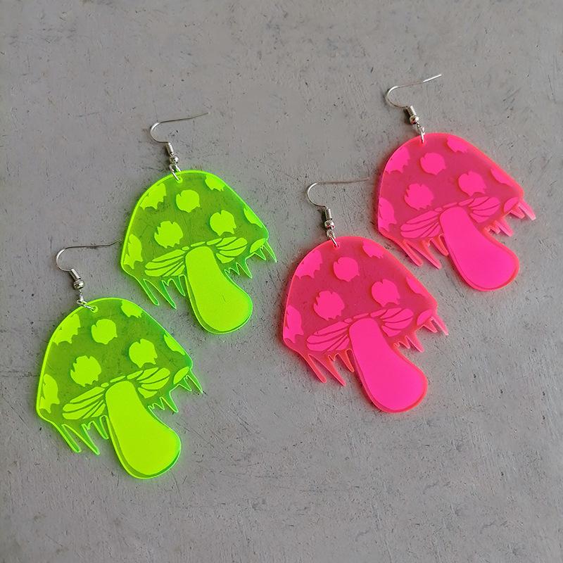 

Dangle & Chandelier Acrylic Fashion Hipster Mushroom Earrings Fluorescent Green Pink Party Entertainment Disco Accessories For Women GirlDan