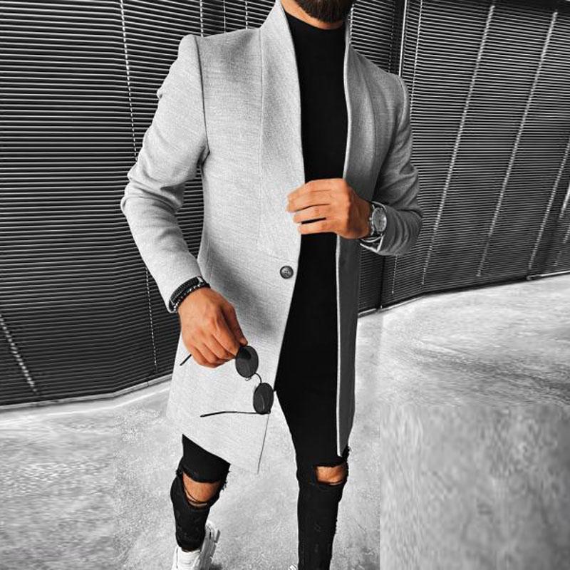 

Men' Jackets Fashion Stand Collar Mid-length Jacket Men Casual Single Button Slim Outerwear & Coats Spring Autumn Long Sleeve Daily Male To, Khaki