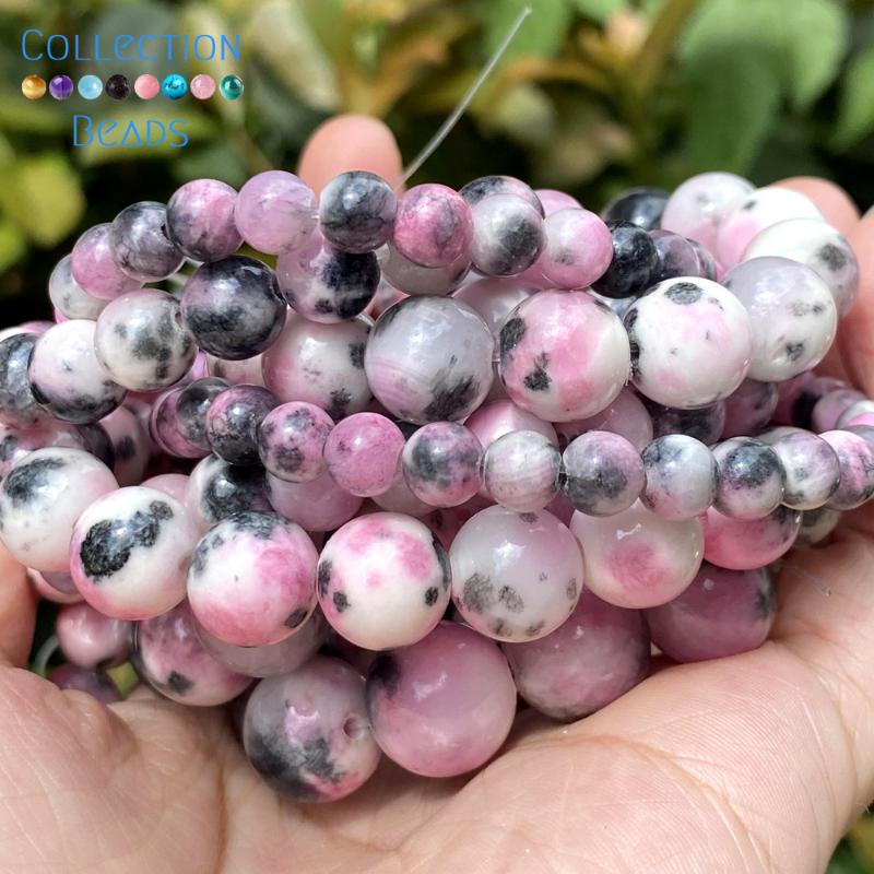 

Other 6/8/10/12mm Natural Stone Pink Black Persian Jades Round Spacer Loose Beads For Jewelry Making DIY Bracelets Accessories 15''O