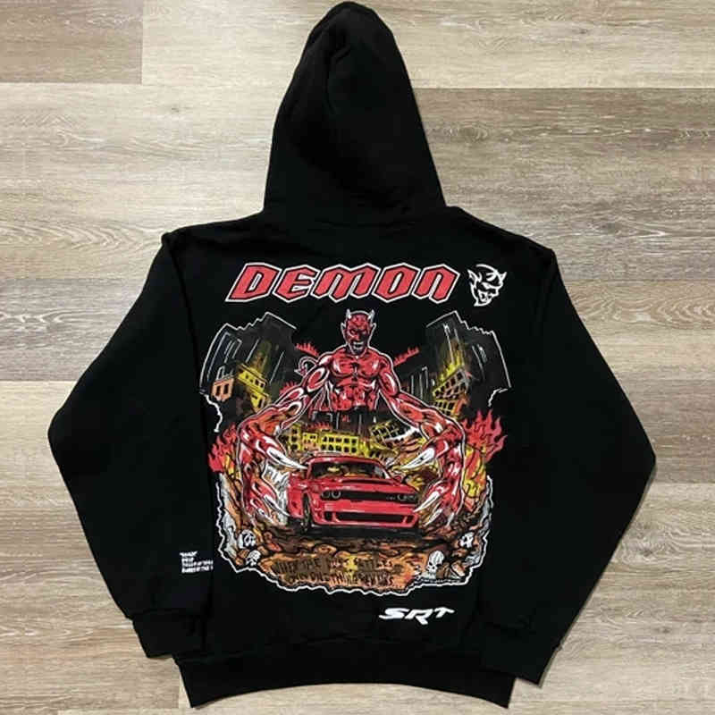 

Warren Men' Hoodies Demon Print Lotas Sweatshirts High Street Women' Sweatshirt Skulls 2021