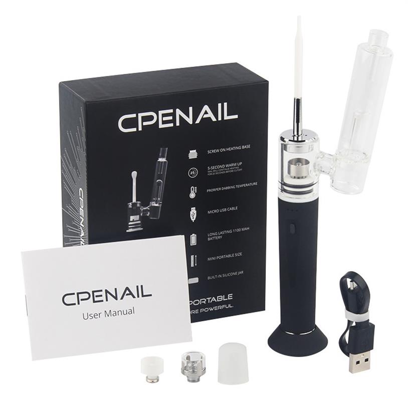 

CPENAIL Dab Wax Vaporizer Pen Starter Kit 1100mAh Battery Quartz H Nail Ceramic Dabber Rig Titanium Portable Electric Glass Bongs192l, Black