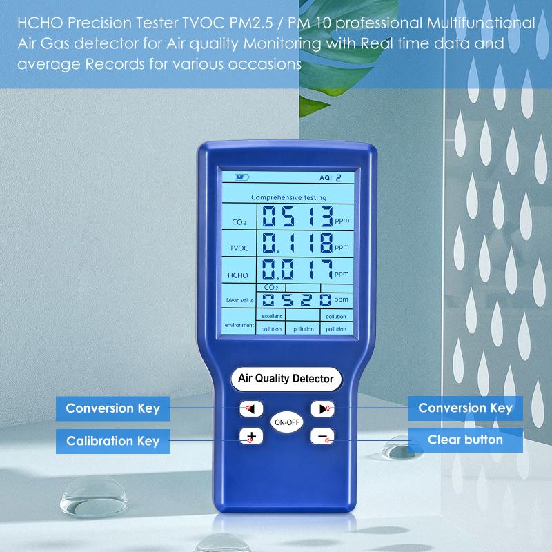 

Gas Analyzers Air Quality Monitor Accurate Tester For CO2 Formaldehyde(HCHO) TVOC Ppm Meters Mini Carbon Dioxide Detector Analyzer