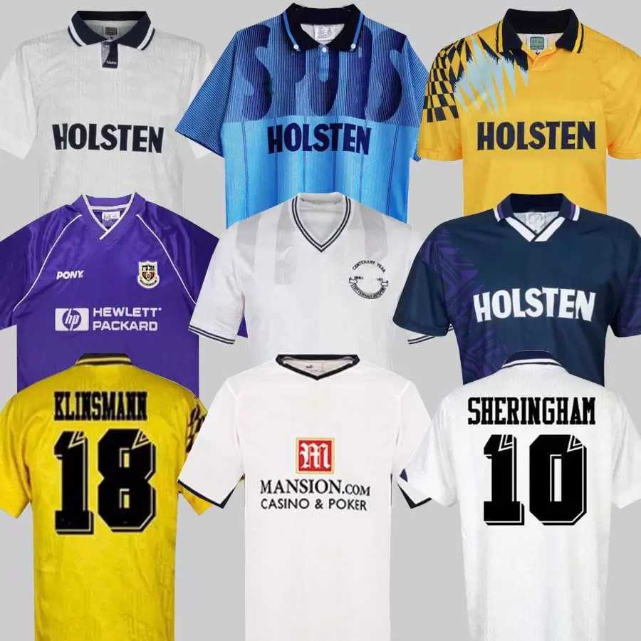 

1990 1998 1991 1982 Retro soccer jersey Klinsmann GASCOIGNE ANDERTON SHERINGHAM Ginola BALE Ferdinand Centenary 92 93 94 95 08 09 MODRID, 08/09 home jersey