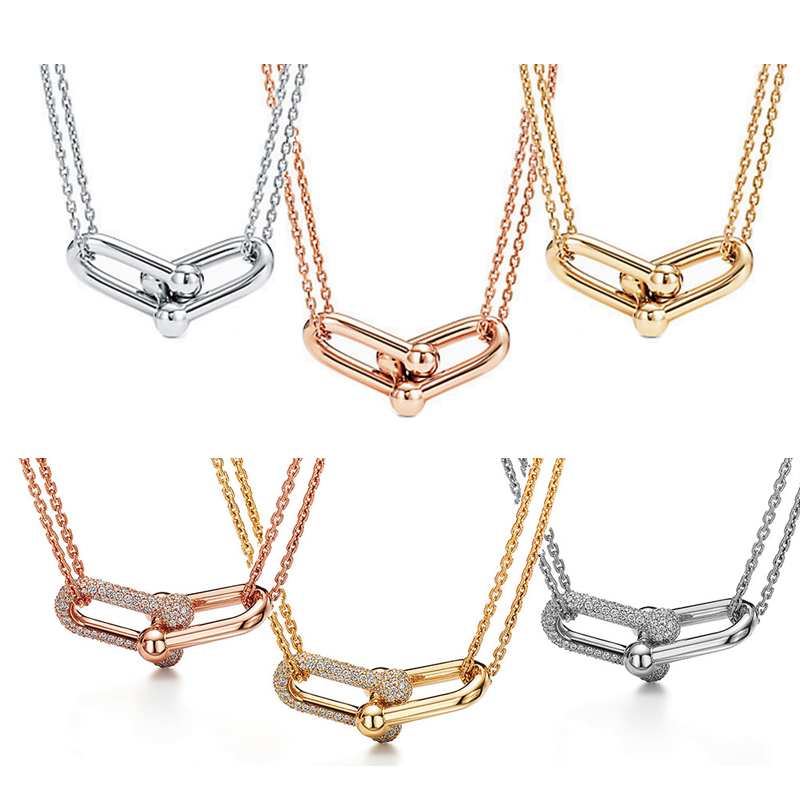 Argent sterling S925 Mode de luxe U Collier Designer Diamant Pendentif Marque Bijoux Hommes et Femmes Accessoires Dames Cadeau d'anniversaire de