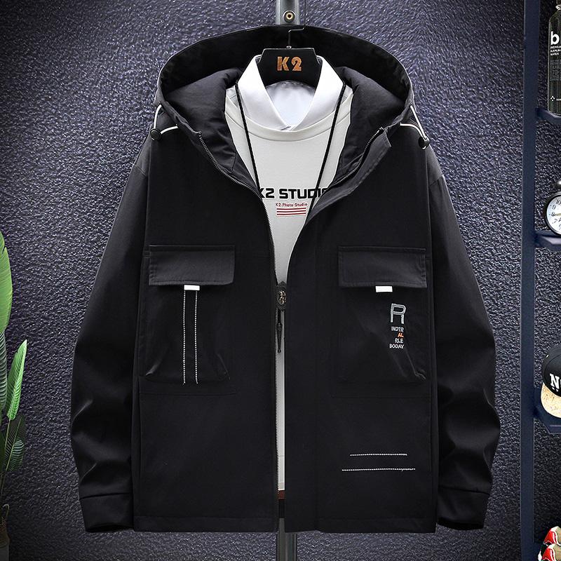 

Men's Jackets Spring Autumn 2022 Casual Streetwear Hooded Jacket Tops Slim Fit Solid Color Coat Male Outwear Hip Hop Clothes, Black;brown