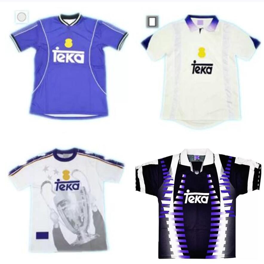 

Soccer Jerseys Retro 96 97 98 maillot classic vintage camisetas football shirts Uniforms home away champion special UCL men ZAMORANO GUTI CARLOS RAUL REAL MADRIDs, 97-98 away ucl