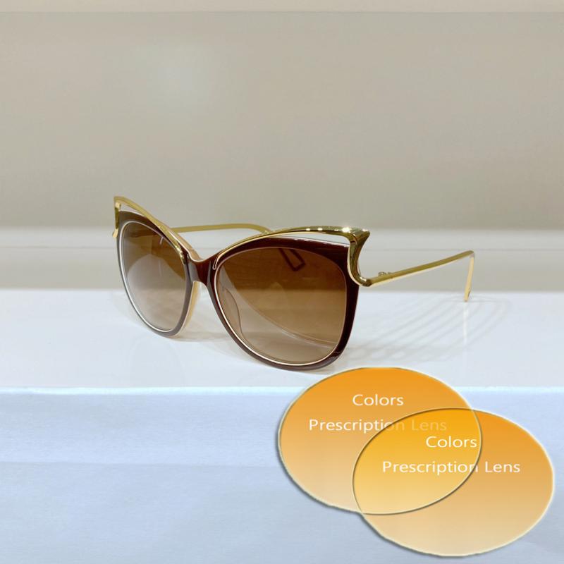 

Sunglasses Brown Red Cat Eye Large Frame High Quality Women's Prescription 3298 Fashion Men's Glasses Gradient LensSunglasses