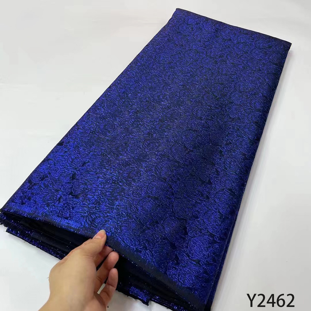 

2022 Latest French Brocade Lace Fabric 5Yards High Quality African Fabric Embroidery Jacquard Tissue For Wedding Y2462