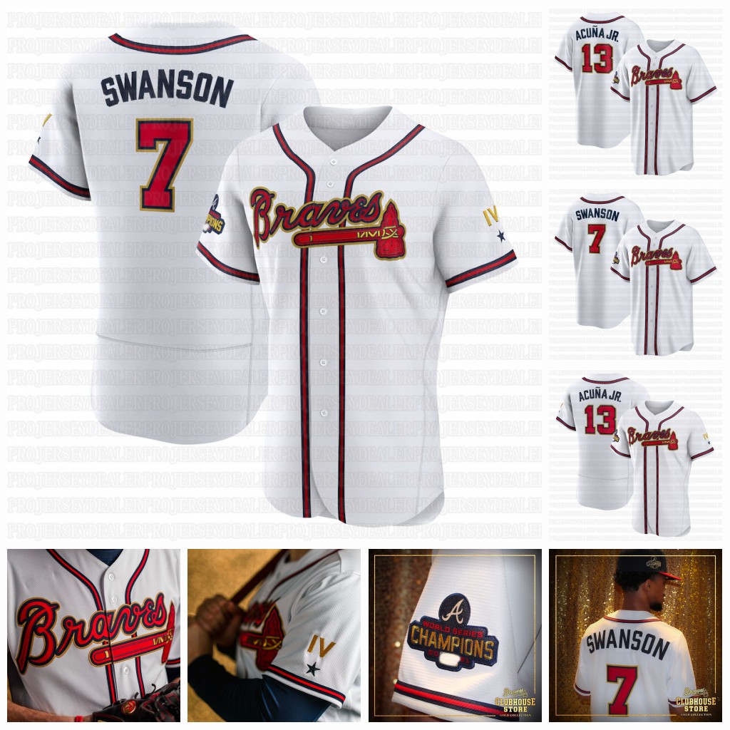 

Eddie Rosario Braves 2022 World Champions Gold Trimmed Jersey Matt Olson Dansby Swanson Marcell Ozuna Joc Pederson Ozzie Albies Austin Riley Greene Donaldson, Cream cool base mens s-3xl