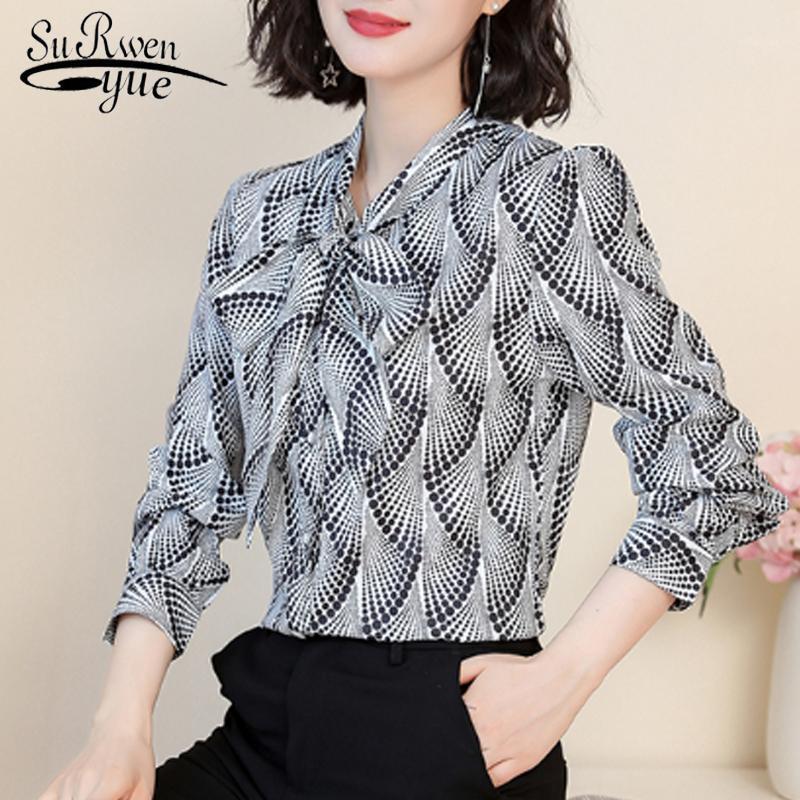 

Women' Blouses & Shirts Casual Women Tops And Blouse 2022 Arrival Bow Elegant Loose Long Sleeve Chiffon Female Clothes 6581 50, Gray