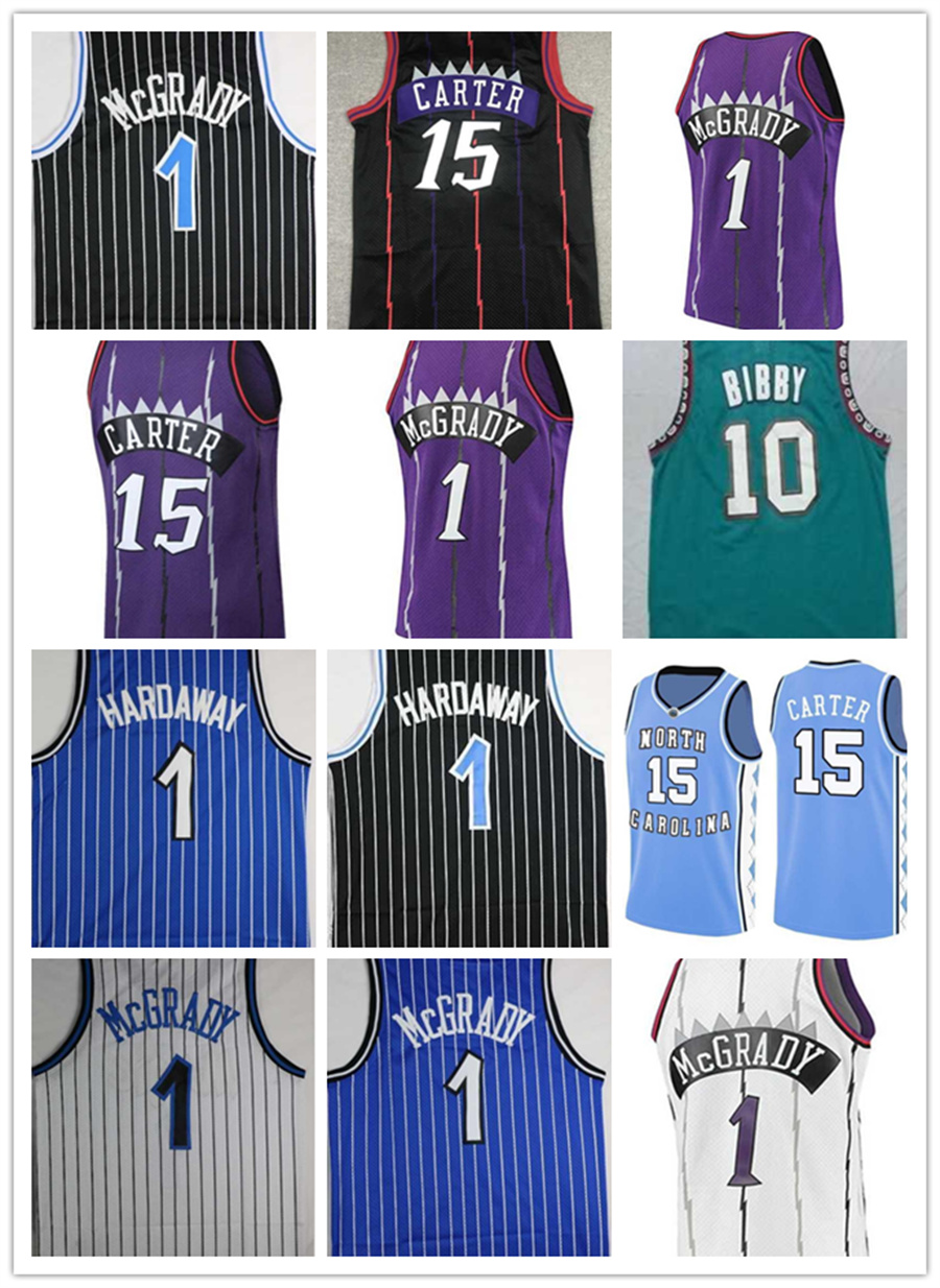 

2022 new Stitched Retro Basketball Jersey Vince Carter McGrady Penny 1 Hardaway Mike 10 Bibby jerseys purple