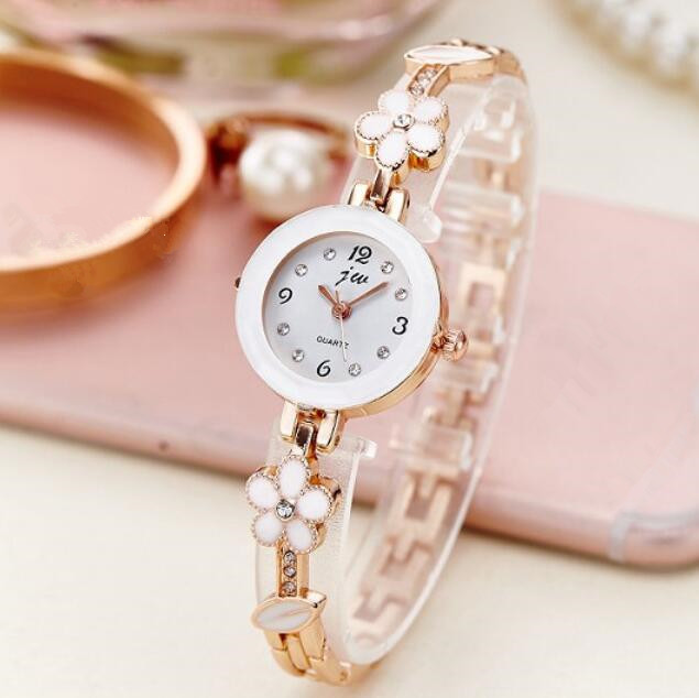 

Fashion Women Watches Small Gold Bangle Bracelet Luxury Stainless Steel Ladies Quartz Wristwatch Crystal Flower Blossom Casual Women Dress Clock, Leave a message about color