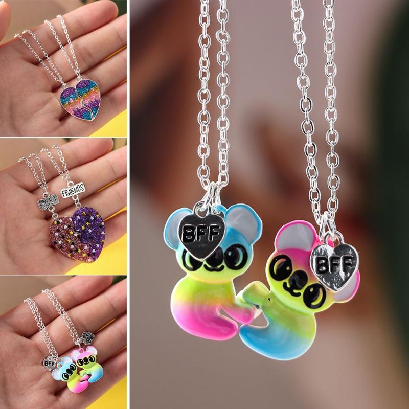 

Chains Trendy Sequin Stitching Heart Broken Friends Necklace Pendant Chain BFF Friendship Jewelry Gifts For Women GirlChains