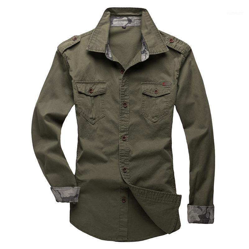 

Autumn Long Sleeve Shirt Men's Overalls Loose Large Cotton Outdoor Leisure Epaulets Base Military Uniform Summer Casual Shirts, Gray