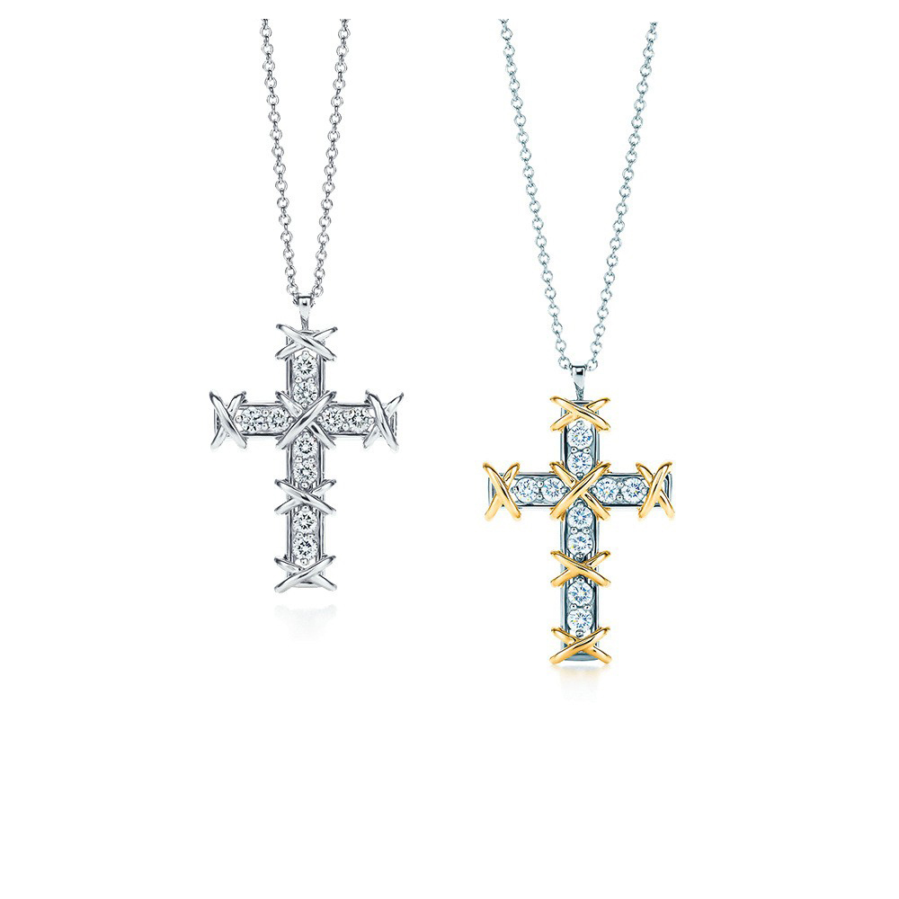 

Ladies Simple s925 Sterling Silver Bracelets Cross Pendant Set With Zircon Classic Collection Luxury Necklace Birthday Party Gift