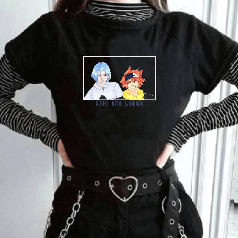 

Women' T-Shirt Aesthetic Sk8 The Infinity T Shirt Women Men Reki And Langa Graphic Print Unisex Summer Cotton Cartoon Janpan Anime Tee, Black