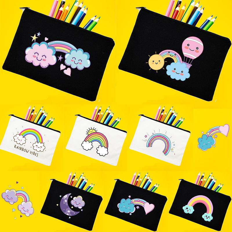 

Cosmetic Bags & Cases Cute Cartoon Rainbow Pen Pencil Case Bag Canvas Student Stationery Storage Travel Organizer Wallet Gifts For Girls, W10286-tbwh-d