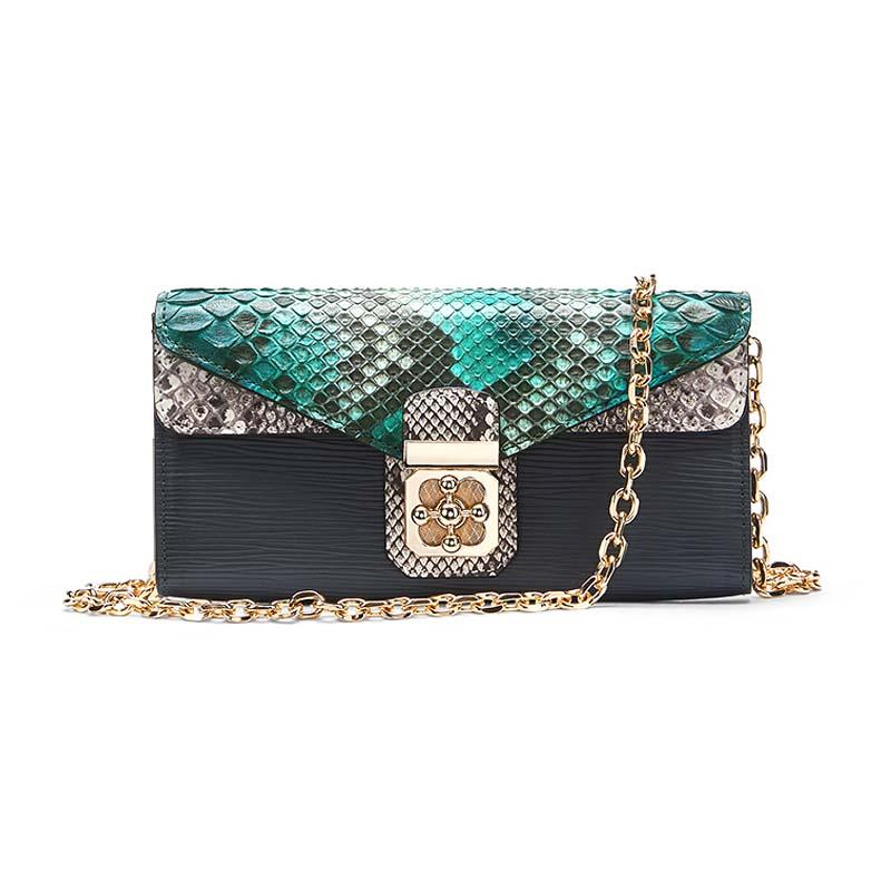 

Evening Bags Fenge Water Snake Skin Female Bag Women Handbags Tide Large Capacity Single Shoulder Temperament Chain, Green