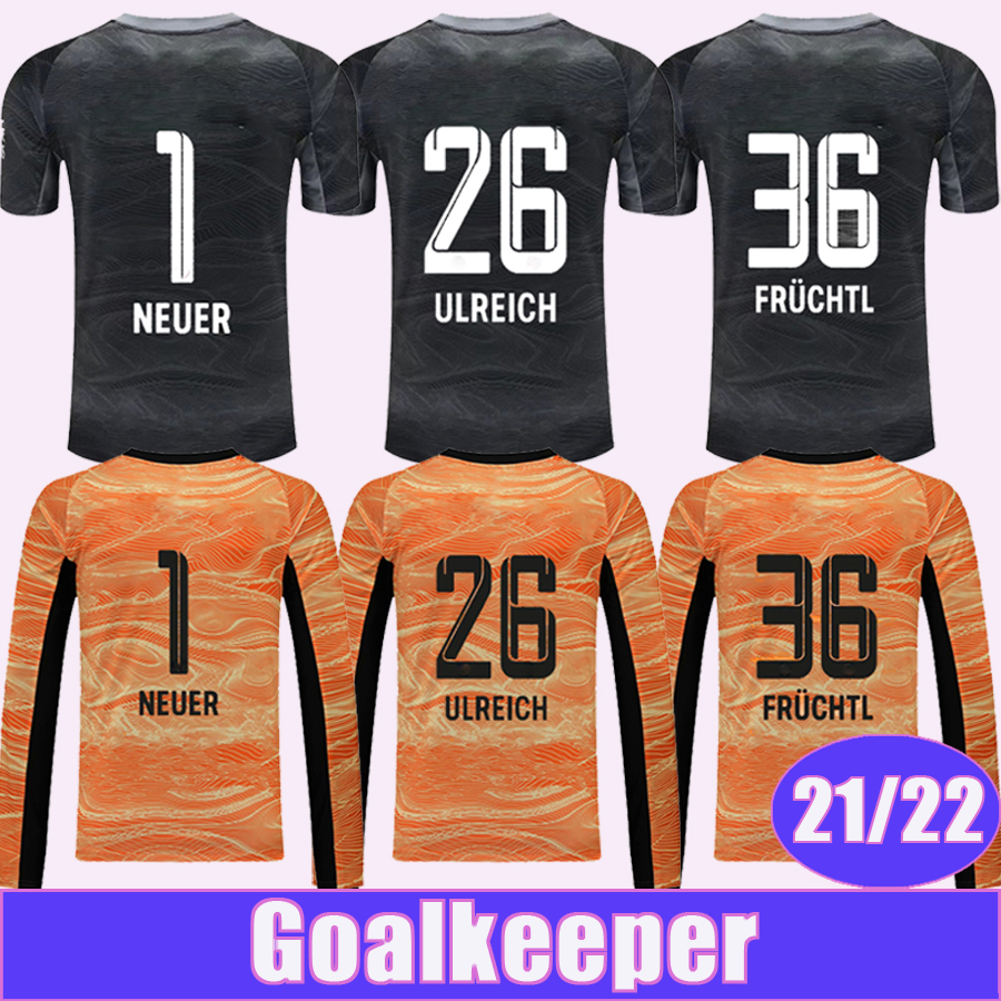 

21 22 LEWANDOWSKI Long Sleeve Mens Soccer Jerseys NEUER GNABRY GORETZKA ULREICH FRUCHTL MULLER Home Short Goalkeeper Football Shirts Uniforms, Kz4816 21 22 gk pants black